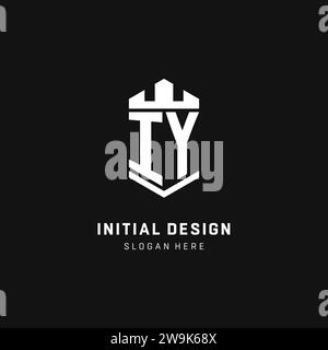 IY monogram logo initial with crown and shield guard shape style vector graphic Stock Vector