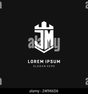 JM monogram logo initial with crown and shield guard shape style vector graphic Stock Vector