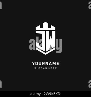 JW monogram logo initial with crown and shield guard shape style vector graphic Stock Vector