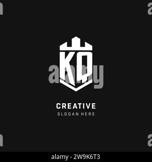 KQ monogram logo initial with crown and shield guard shape style vector graphic Stock Vector