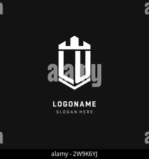 LU monogram logo initial with crown and shield guard shape style vector graphic Stock Vector