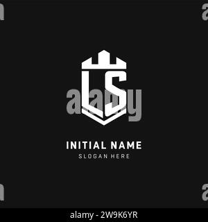 LS monogram logo initial with crown and shield guard shape style vector graphic Stock Vector
