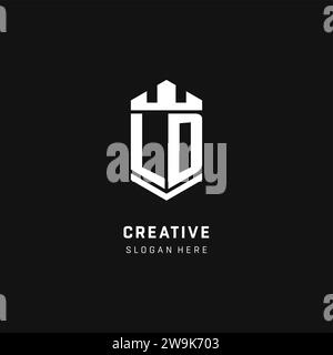 LD monogram logo initial with crown and shield guard shape style vector graphic Stock Vector