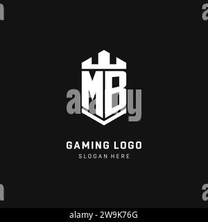 MB monogram logo initial with crown and shield guard shape style vector graphic Stock Vector