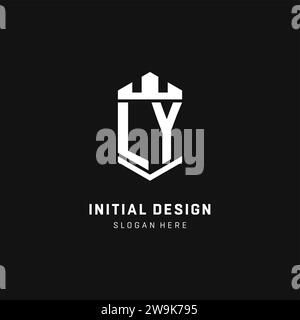 LY monogram logo initial with crown and shield guard shape style vector graphic Stock Vector