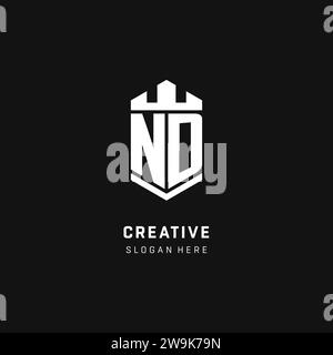 ND monogram logo initial with crown and shield guard shape style vector graphic Stock Vector