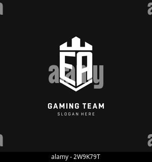 EA monogram logo initial with crown and shield guard shape style vector graphic Stock Vector