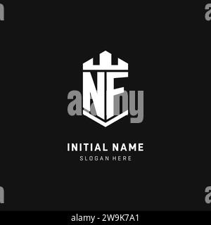 NF monogram logo initial with crown and shield guard shape style vector graphic Stock Vector