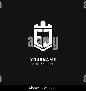 EJ monogram logo initial with crown and shield guard shape style vector graphic Stock Vector