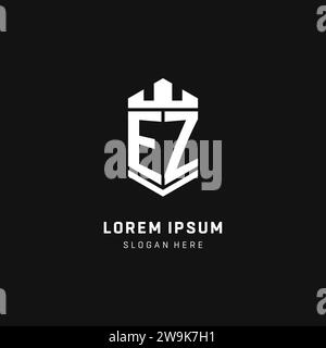 EZ monogram logo initial with crown and shield guard shape style vector graphic Stock Vector