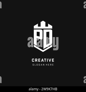 PD monogram logo initial with crown and shield guard shape style vector graphic Stock Vector