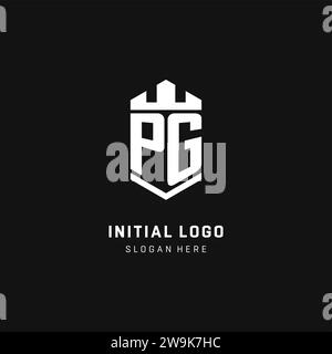 PG monogram logo initial with crown and shield guard shape style vector graphic Stock Vector