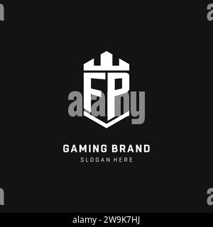 FP monogram logo initial with crown and shield guard shape style vector graphic Stock Vector