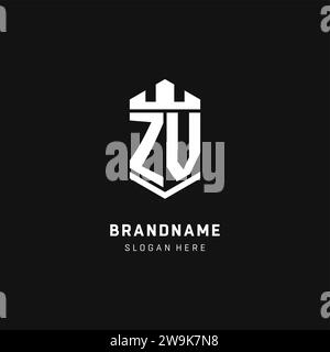 ZV monogram logo initial with crown and shield guard shape style vector graphic Stock Vector
