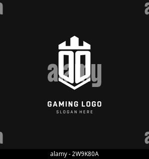 OO monogram logo initial with crown and shield guard shape style vector graphic Stock Vector