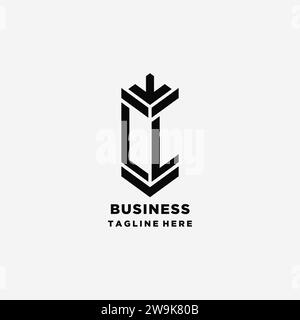 Monogram LL logo with geometric shield and crown, luxury elegant ...