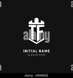 TF monogram logo initial with crown and shield guard shape style vector graphic Stock Vector