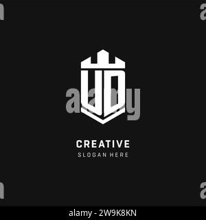 UD monogram logo initial with crown and shield guard shape style vector graphic Stock Vector