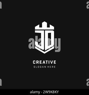 JD monogram logo initial with crown and shield guard shape style vector graphic Stock Vector