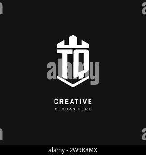 TQ monogram logo initial with crown and shield guard shape style vector graphic Stock Vector