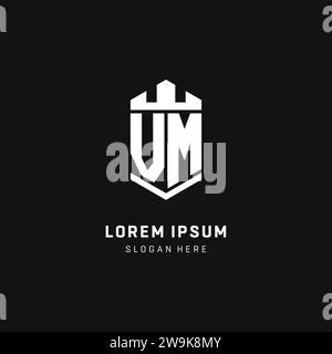 VM monogram logo initial with crown and shield guard shape style vector graphic Stock Vector
