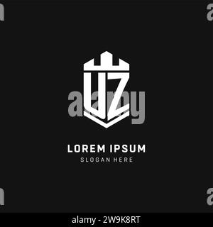 UZ monogram logo initial with crown and shield guard shape style vector graphic Stock Vector