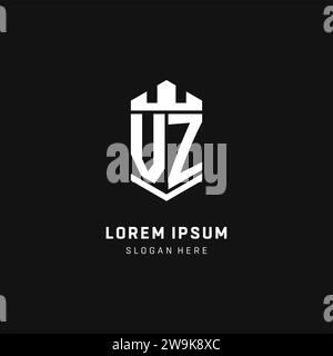 VZ monogram logo initial with crown and shield guard shape style vector graphic Stock Vector