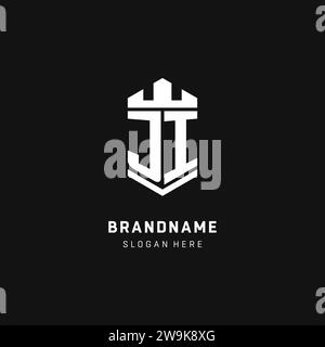 JI monogram logo initial with crown and shield guard shape style vector graphic Stock Vector