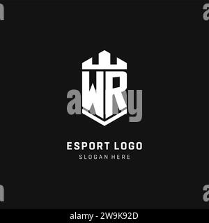 WR monogram logo initial with crown and shield guard shape style vector graphic Stock Vector