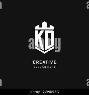 KD monogram logo initial with crown and shield guard shape style vector graphic Stock Vector