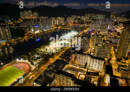 Hong Kong Sha Tin at Night Stock Photo