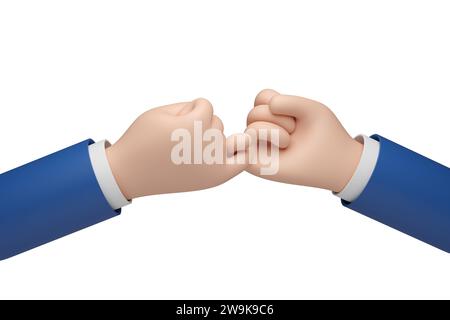 Two cartoon hands do Pinky promise. 3d illustration. Stock Photo