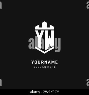 YW monogram logo initial with crown and shield guard shape style vector graphic Stock Vector