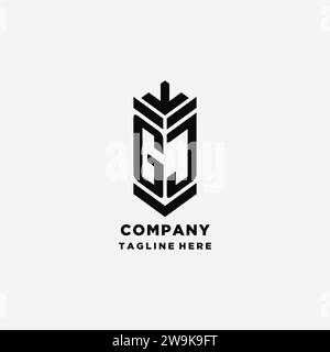 GJ monogram logo with geometric shield icon design inspiration Stock ...