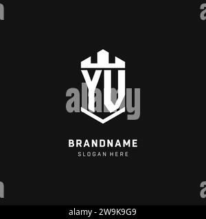 YV monogram logo initial with crown and shield guard shape style vector graphic Stock Vector