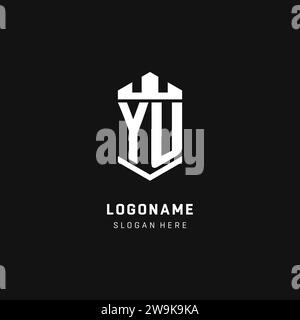 YU monogram logo initial with crown and shield guard shape style vector graphic Stock Vector