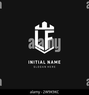 LF monogram logo initial with crown and shield guard shape style vector graphic Stock Vector