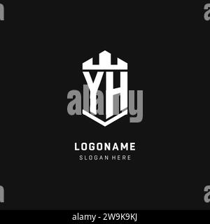 YH monogram logo initial with crown and shield guard shape style vector graphic Stock Vector
