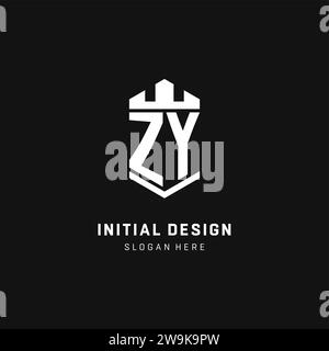 ZY monogram logo initial with crown and shield guard shape style vector graphic Stock Vector