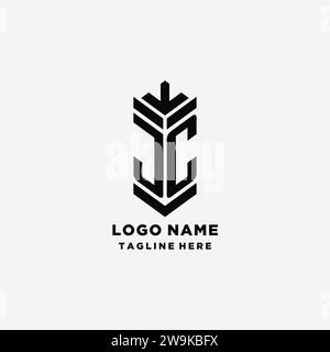 Initials JC shield logo design, creative monogram logo inspiration vector graphic Stock Vector