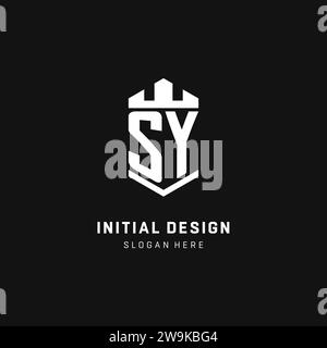 SY monogram logo initial with crown and shield guard shape style vector graphic Stock Vector