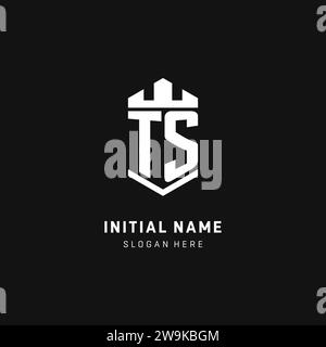 TS monogram logo initial with crown and shield guard shape style vector graphic Stock Vector