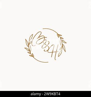 BH wedding initials logo design ideas Stock Vector