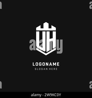 UH monogram logo initial with crown and shield guard shape style vector graphic Stock Vector