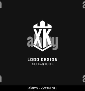 XK monogram logo initial with crown and shield guard shape style vector graphic Stock Vector