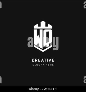 WQ monogram logo initial with crown and shield guard shape style vector graphic Stock Vector