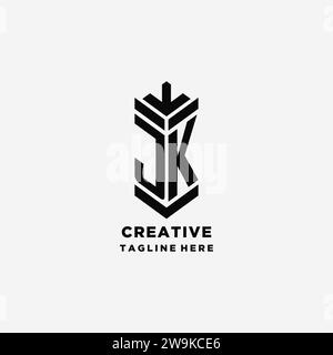 Initials JK shield logo design, creative monogram logo inspiration vector graphic Stock Vector