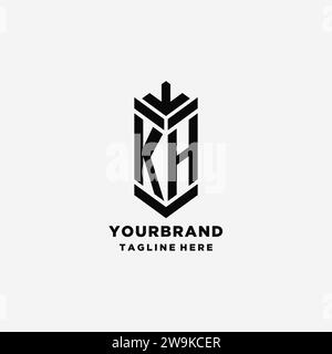 KH Logo monogram letter with shield shape design template Stock Vector ...