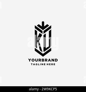 Initials KU shield logo design, creative monogram logo inspiration vector graphic Stock Vector