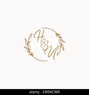 HU wedding initials logo design ideas Stock Vector